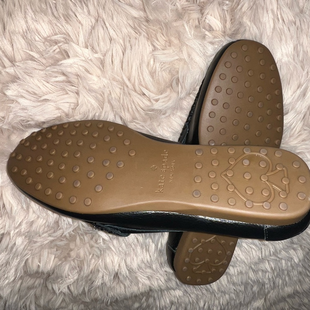 Kate Spade Black Textured Loafers with Gold Accent - Picture 2 of 3